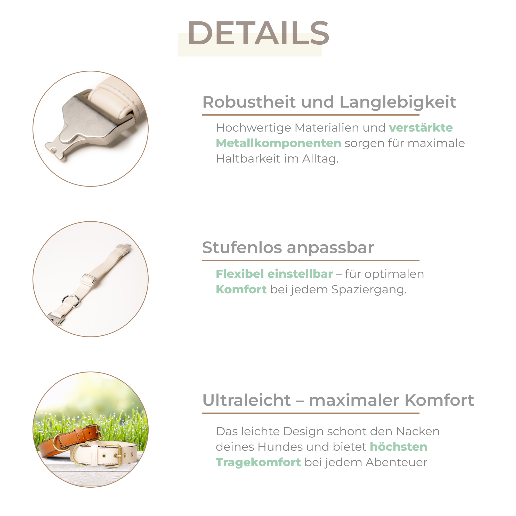 Veganes Leder Halsband Schnellverschluß