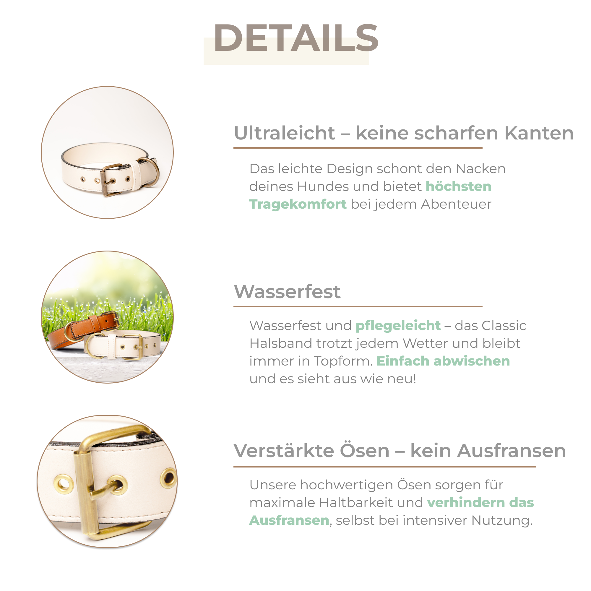 Veganes Leder Halsband Classic - verschiedene Farben