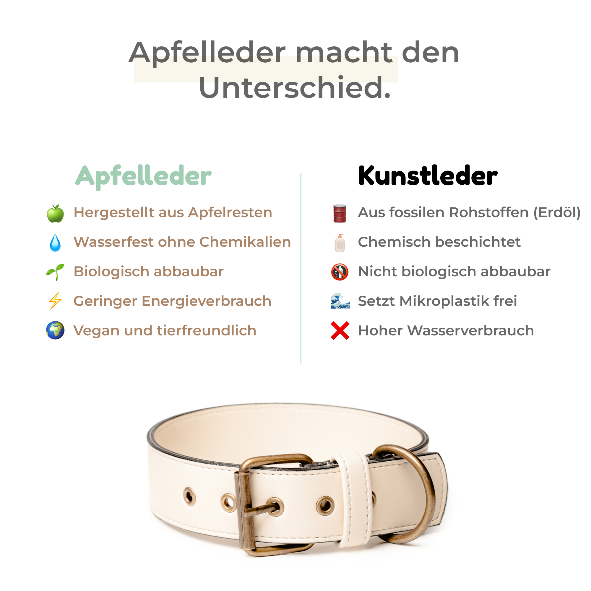 Veganes Leder Halsband Classic - verschiedene Farben